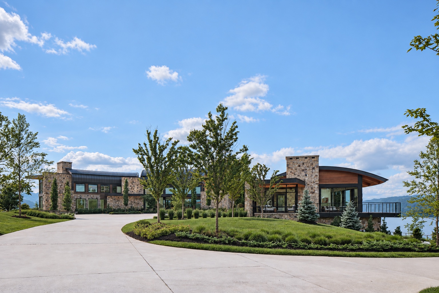 Lakefront residence in daylight